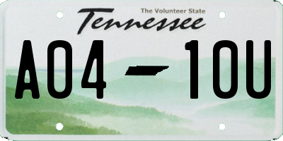 TN license plate A0410U