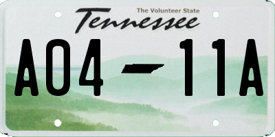 TN license plate A0411A