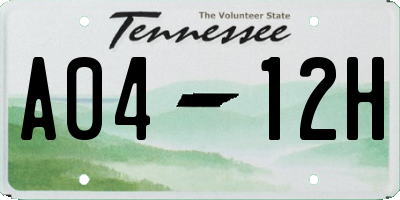 TN license plate A0412H