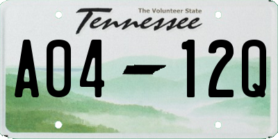 TN license plate A0412Q
