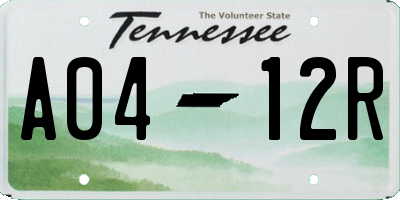 TN license plate A0412R