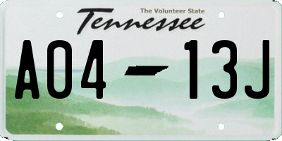 TN license plate A0413J