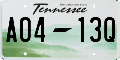 TN license plate A0413Q