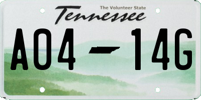 TN license plate A0414G