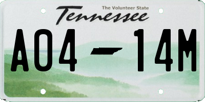 TN license plate A0414M