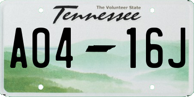 TN license plate A0416J