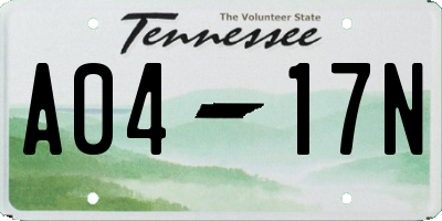 TN license plate A0417N