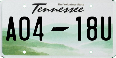 TN license plate A0418U