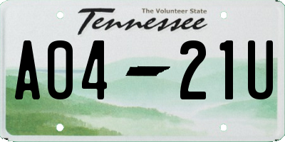 TN license plate A0421U