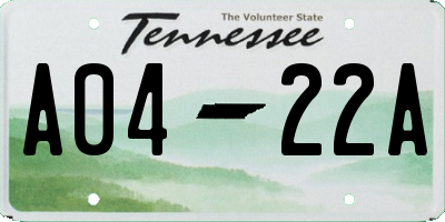 TN license plate A0422A