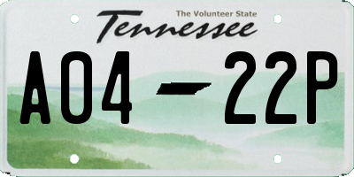 TN license plate A0422P
