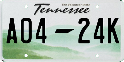 TN license plate A0424K