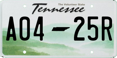 TN license plate A0425R