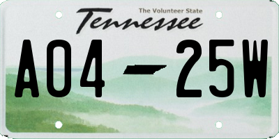 TN license plate A0425W