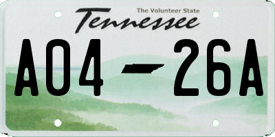 TN license plate A0426A