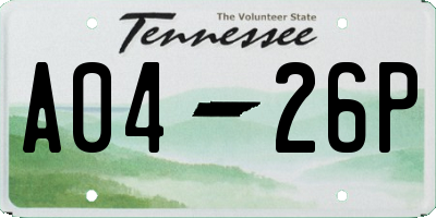 TN license plate A0426P