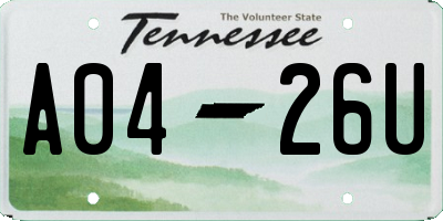 TN license plate A0426U