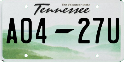 TN license plate A0427U