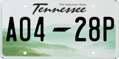 TN license plate A0428P