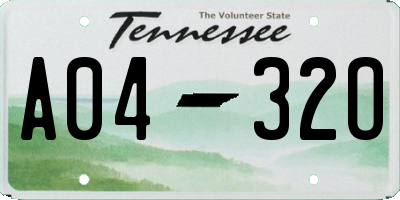 TN license plate A0432O