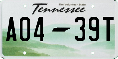 TN license plate A0439T