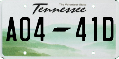 TN license plate A0441D