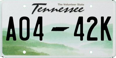 TN license plate A0442K