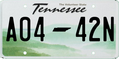 TN license plate A0442N