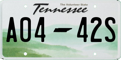 TN license plate A0442S