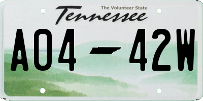TN license plate A0442W