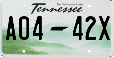 TN license plate A0442X