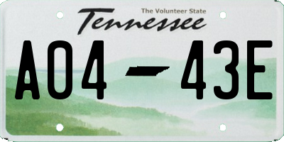 TN license plate A0443E