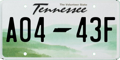 TN license plate A0443F