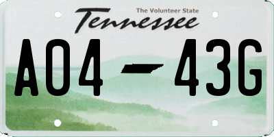TN license plate A0443G