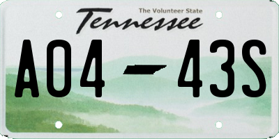 TN license plate A0443S
