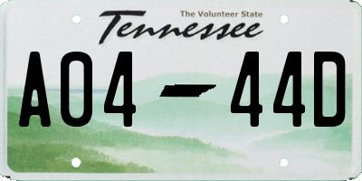 TN license plate A0444D