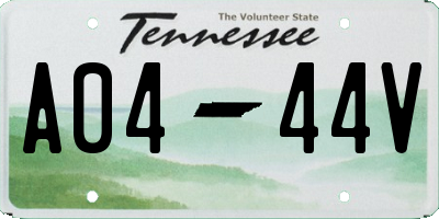 TN license plate A0444V