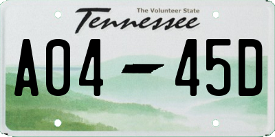 TN license plate A0445D