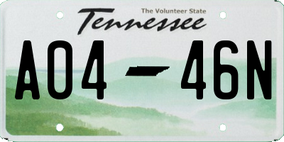 TN license plate A0446N
