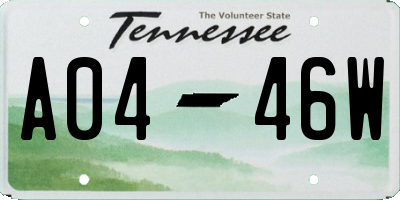 TN license plate A0446W