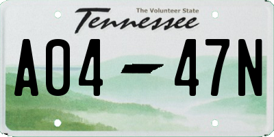 TN license plate A0447N