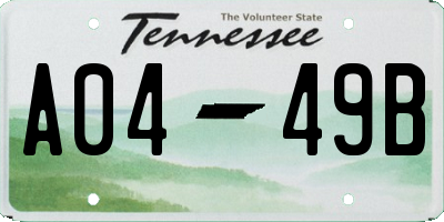 TN license plate A0449B