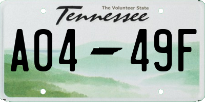 TN license plate A0449F
