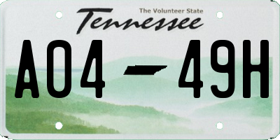 TN license plate A0449H