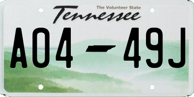 TN license plate A0449J