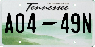 TN license plate A0449N