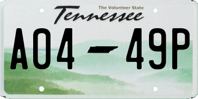 TN license plate A0449P