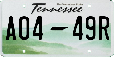 TN license plate A0449R