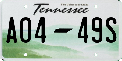 TN license plate A0449S