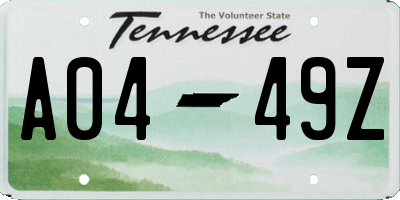 TN license plate A0449Z